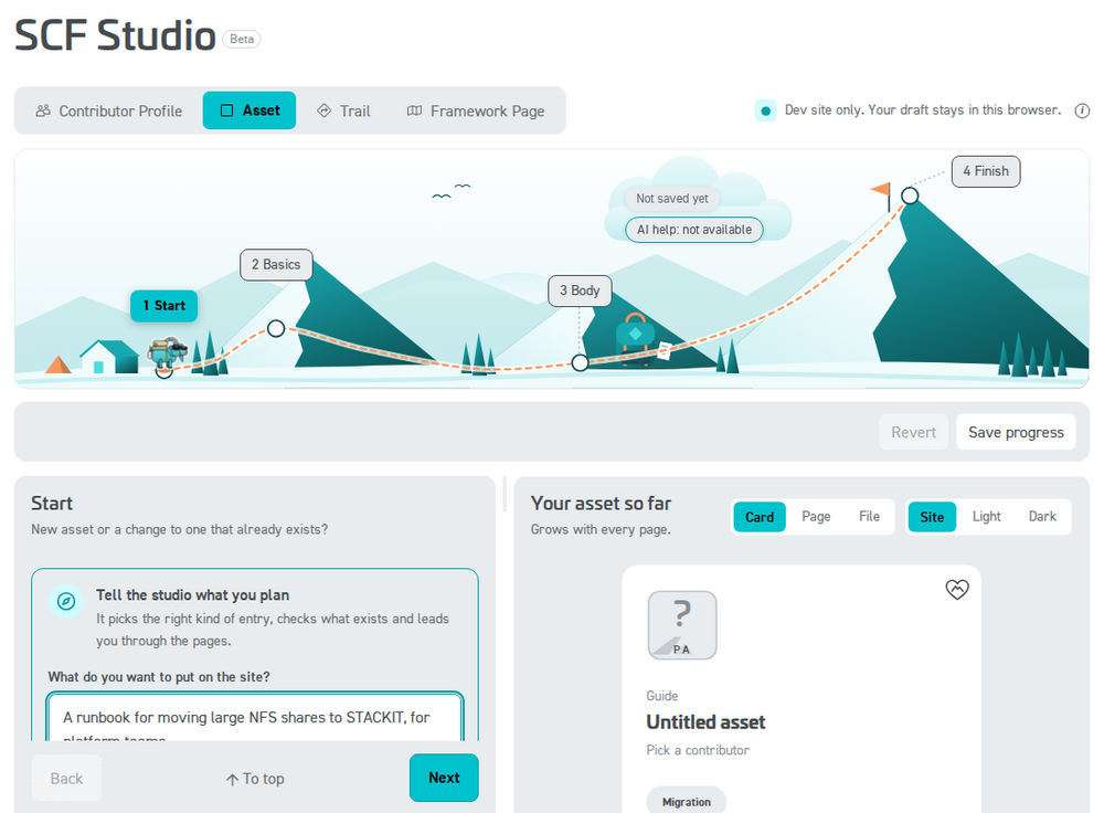 The SCF Studio: a form on the right, the climb from page to page on the left